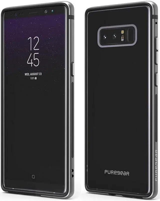 Alt view image 4 of 8 - PureGear Black GlassBak 360 Case Aluminum Bumper Cover for Samsung Galaxy Note 8