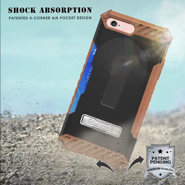 Alt view image 4 of 7 - BROWN CASE KICKSTAND CARD SLOT COVER + STRAP + BELT CLIP HOLSTER FOR iPHONE 8/7
