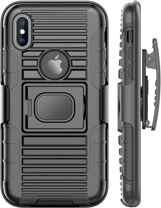 Alt view image 4 of 7 - BLACK MAGNET GRIP CASE + BELT CLIP HOLSTER STAND FOR APPLE iPHONE X / 10