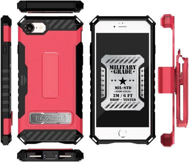 Alt view image 6 of 7 - Hot Pink Case Stand Credit Card Slot Cover and Holster for iPhone SE 2022/2020