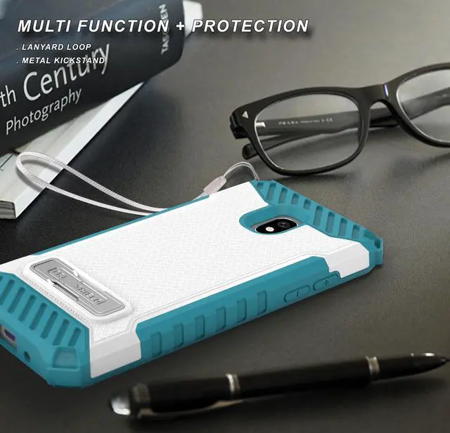 Alt view image 4 of 6 - White/Turquoise Case Cover Strap for Galaxy Express Prime 3, Amp Prime 3, Sol 3