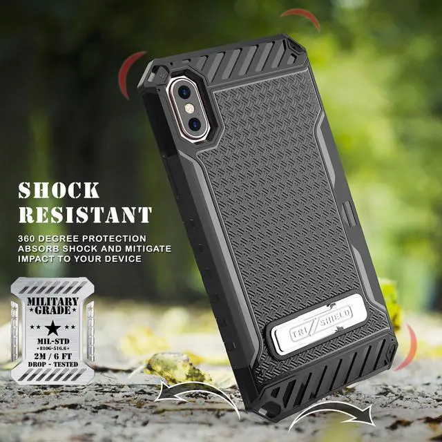 Alt view image 3 of 6 - BLACK TRI-SHIELD CASE STAND CARD SLOT + BELT CLIP HOLSTER FOR APPLE iPHONE X 10