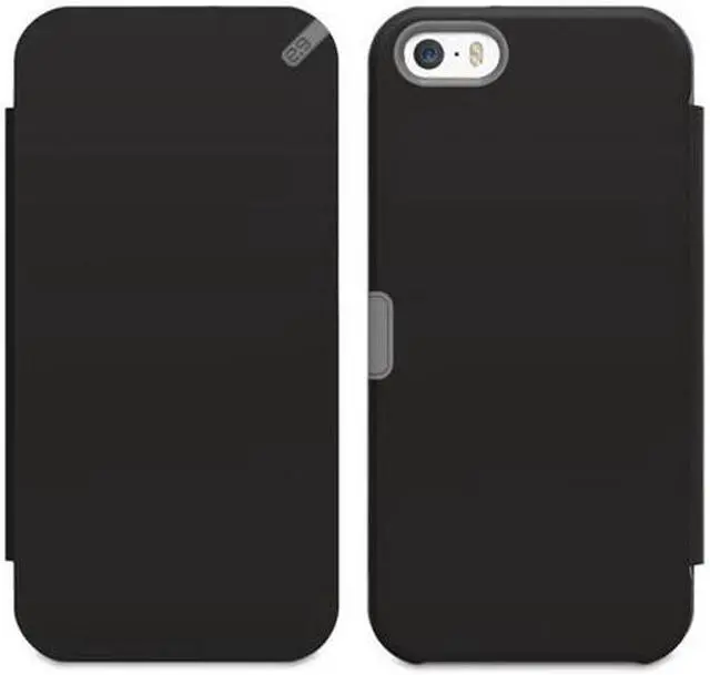Alt view image 4 of 6 - PUREGEAR BLACK FOLIO WALLET CASE COVER CARD SLOT STAND FOR iPHONE 5 5s SE (2016)