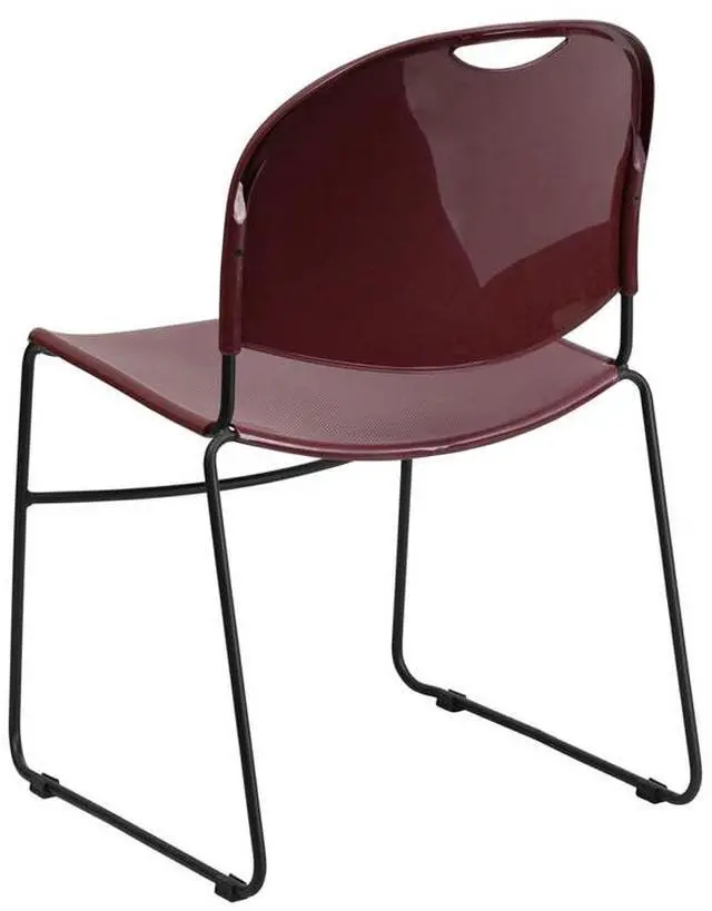 Alt view image 19 of 20 - HERCULES Series 880 lb. Capacity Burgundy Ultra-Compact Stack Chair with Black Powder Coated Frame