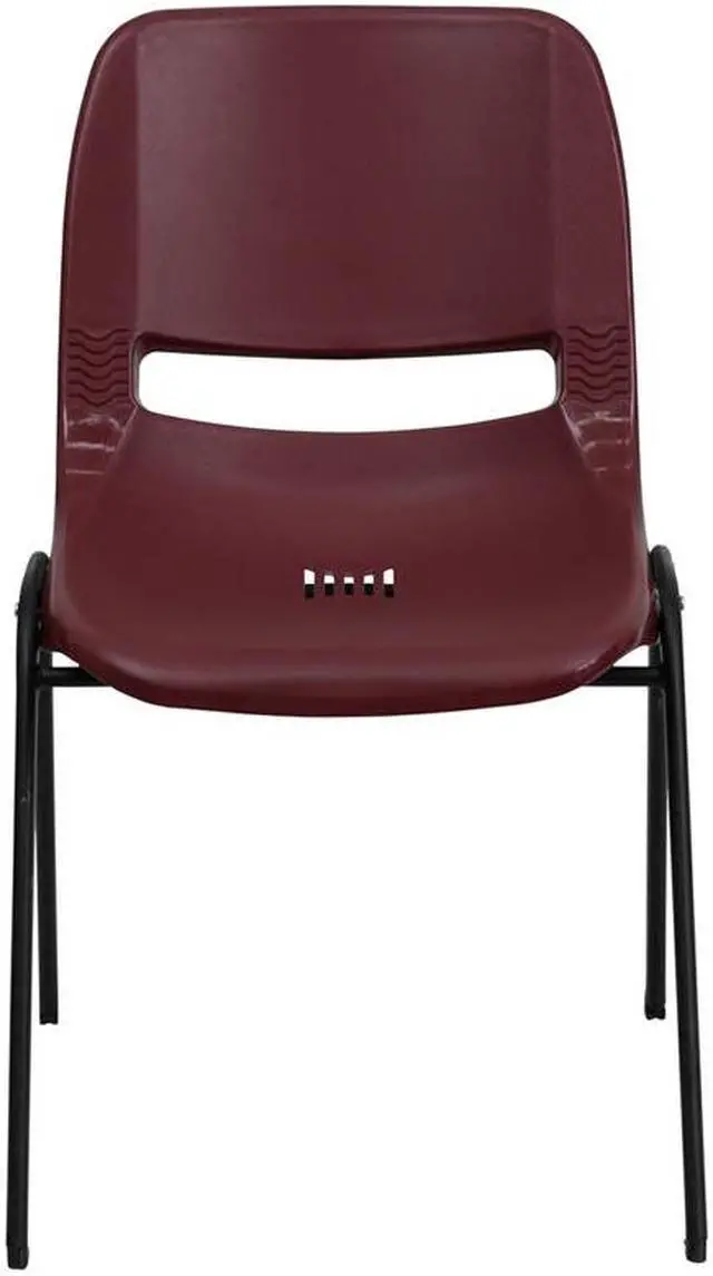 Alt view image 20 of 20 - HERCULES Series 880 lb. Capacity Burgundy Ergonomic Shell Stack Chair with Black Frame