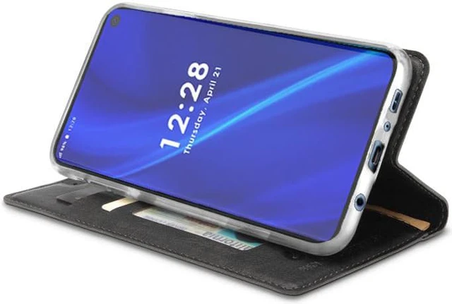 Alt view image 4 of 7 - Black Wallet Case Credit Card Slot + Wrist Strap for Samsung Galaxy S10 Plus