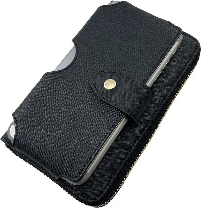Alt view image 2 of 7 - Universal Black Clutch Bag Wallet Case with Lanyard Strap for iPhone 11 XR Xs