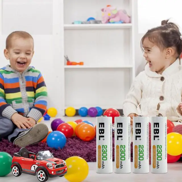 Alt view image 4 of 7 - EBL 12 Pack 2300mAh AA Battery + Battery Charger for AA AAA Ni-MH Ni-CD Rechargeable Batteries