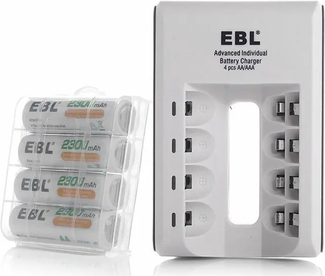 Main image of EBL 4 PCS 2300mAh AA  Battery + Battery Charger For AA AAA Ni-MH Ni-Cd Rechargeable Batteries