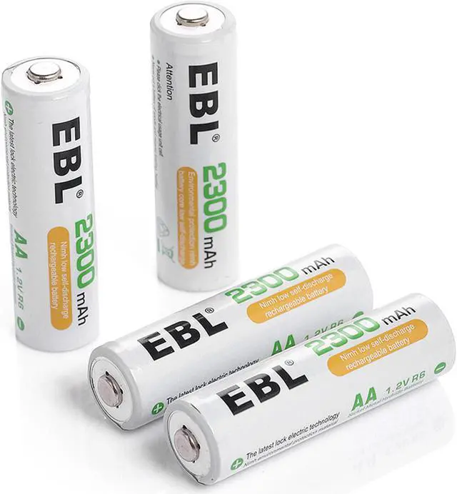 Alt view image 2 of 6 - EBL 4 PCS 2300mAh AA  Battery + Battery Charger For AA AAA Ni-MH Ni-Cd Rechargeable Batteries