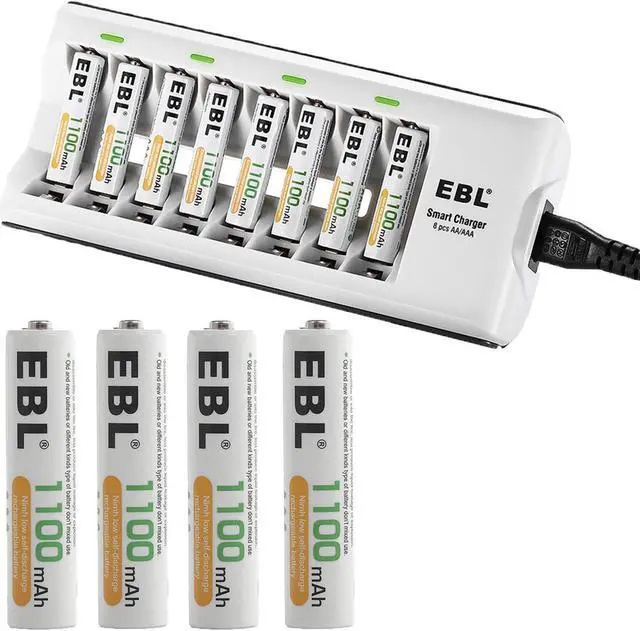 Main image of EBL 12 piece 1100mAh 1.2V AAA Battery + Battery Charger for AA AAA Ni-MH Ni-Cd Rechargeable Batteries