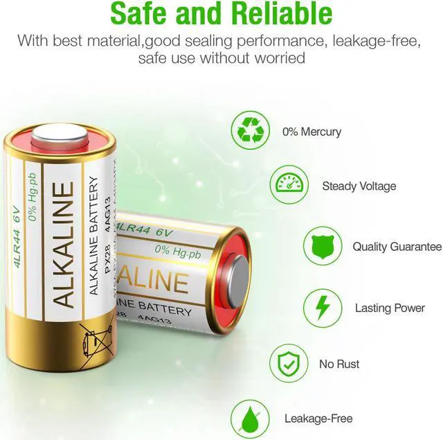 Alt view image 2 of 6 - EBL 5Pcs 4LR44 6V Battery A544 4G13 PX28A Alkaline Batteries for Electric Toys Mouse Alarm Electric Toothbrush