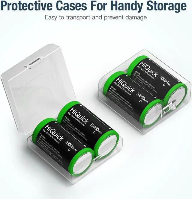 Alt view image 7 of 7 - HiQuick 4Pcs D Rechargeable Batteries -  Huge Capacity 10000mAh NiMH D Cell Batteries