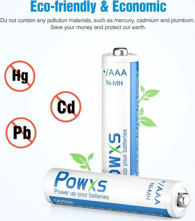Alt view image 6 of 7 - POWXS AAA Rechargeable Batteries 800mAh Pre-Charged Triple A Batteries 1.2V Long-Lasting Ni-MH AAA Size Batteries Suitable for Household - 4 Pack