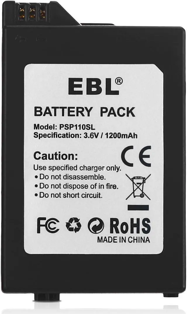 Alt view image 2 of 7 - EBL 3.6V 1200mAh Lithium Ion Replacement Battery for Sony PSP 2000/3000 PSP-S110 Console