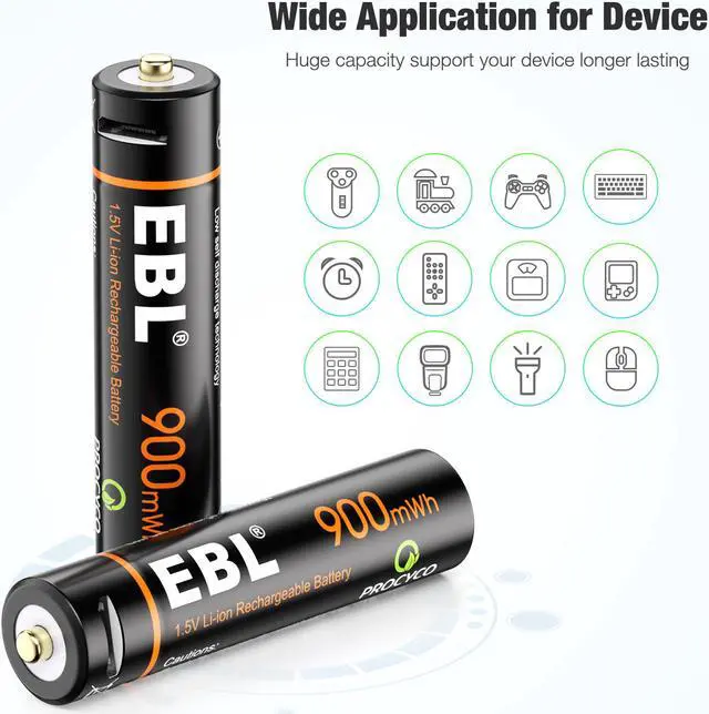 Alt view image 2 of 7 - EBL 4 Pcs USB Rechargeable Lithium ion AAA Batteries - 1.5V Long Lasting Rechargeable Triple A Battery Quick Charge in 2H