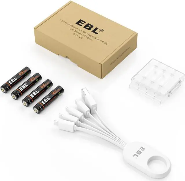 Alt view image 7 of 7 - EBL 4 Pcs USB Rechargeable Lithium ion AAA Batteries - 1.5V Long Lasting Rechargeable Triple A Battery Quick Charge in 2H