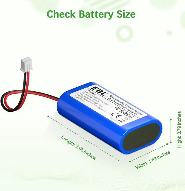 Alt view image 4 of 7 - EBL Li-ion 7.4V 2200mAh Rechargeable Batteries Replacement for Toys Electronics, Bicycle Light, LED Lamp