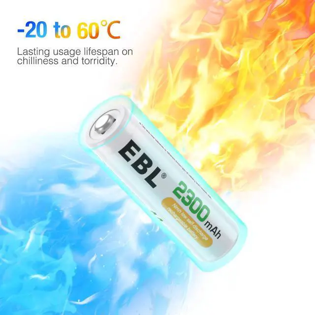 Alt view image 5 of 6 - EBL 4 Pack 2300mAh AA Rechargeable Batteries for Microphone, Cameras and More + 907 Battery Charger for AA AAA Ni-MH Ni-CD Rechargeable Batteries