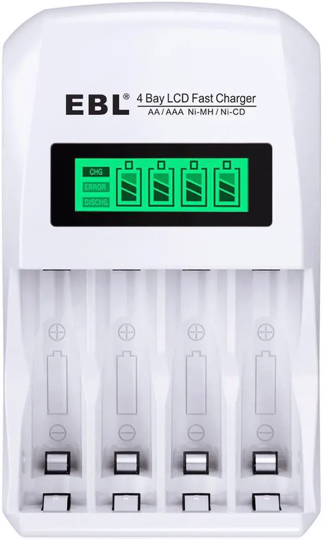 Alt view image 2 of 6 - EBL 4 Pack 2300mAh AA Rechargeable Batteries for Microphone, Cameras and More + 907 Battery Charger for AA AAA Ni-MH Ni-CD Rechargeable Batteries