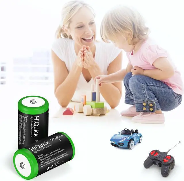 Alt view image 4 of 7 - HiQuick 2 Pack 10000mAh D Rechargeable Batteries, Huge Capacity Size D Battery, Ni-MH D Cell Batteries