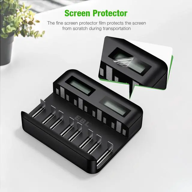 Alt view image 3 of 7 - EBL LCD Universal Battery Charger for Rechargeable Batteries Ni-MH AA/ AAA/C/D Batteries with 2A USB Port, Type C Input, Fast AA AAA Battery Charger