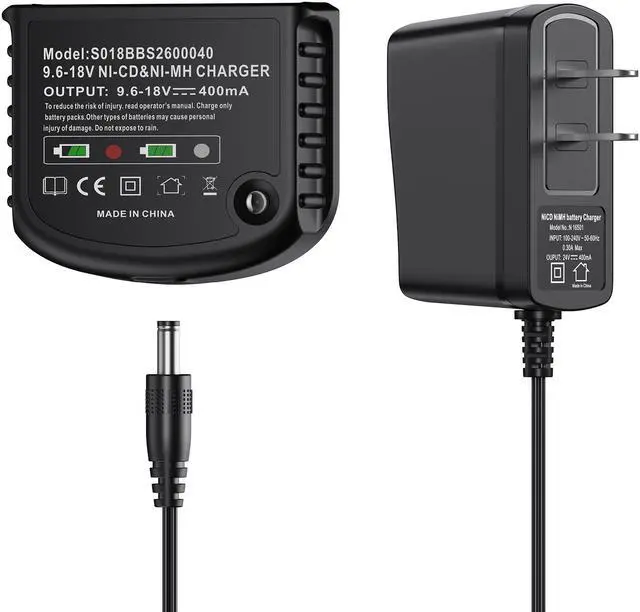 Main image of 12V 14.4V 18V Replacement Battery Charger for Black & Decker 9.6V-18V Ni-Cad & NiMh Slide-in Style Batteries HPB18 HPB18-OPE HPB14 HPB12 HPB96 A1718 A18 A18E FSB18 244760-00