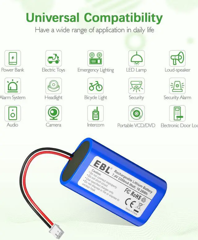 Alt view image 5 of 7 - EBL 7.4V 2200mAh Li-ion Rechargeable Batteries Replacement Batteries for Electronics, Electric Toys, Camera and More Devices