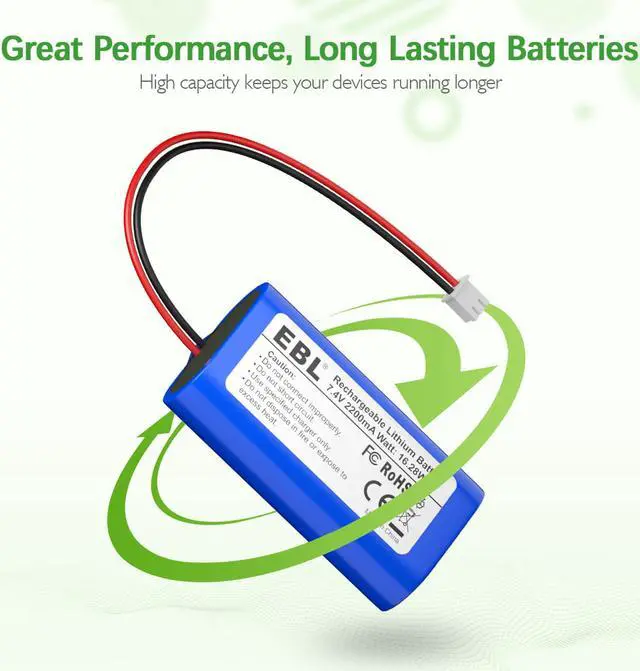Alt view image 2 of 7 - EBL 7.4V 2200mAh Li-ion Rechargeable Batteries Replacement Batteries for Electronics, Electric Toys, Camera and More Devices