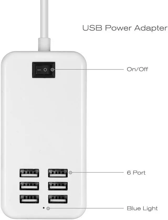 Alt view image 3 of 7 - Poweradd Wall Charger 6 USB Outlets Power Strip adapter US Plug Charging Station For Phone/Pad/MP4