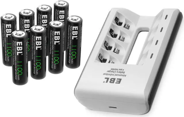 Alt view image 2 of 7 - EBL 8pcs AA 1100mAh Ni-CD Rechargeable Batteries for TV Wireless Mouse + 807 Smart DC Battery Charger for AA AAA Ni-MH Ni-CD Battery
