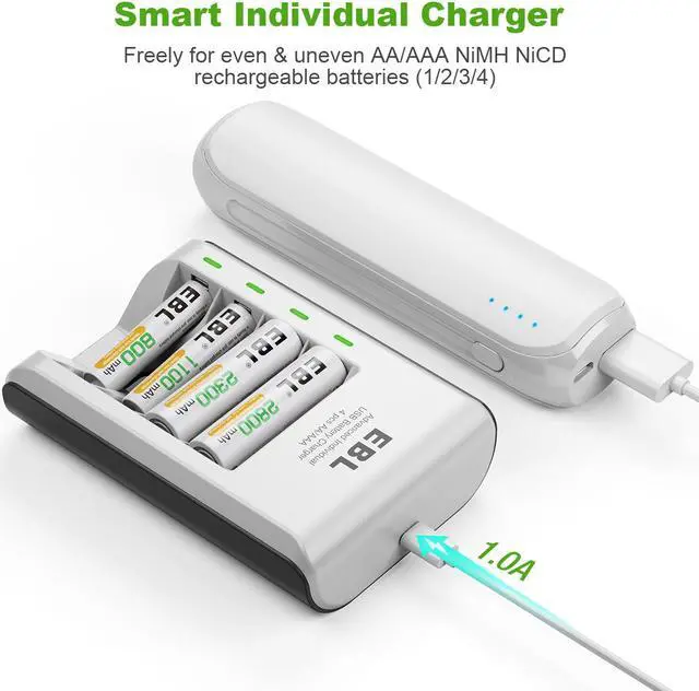 Alt view image 6 of 7 - EBL 8pcs AA 1100mAh Ni-CD Rechargeable Batteries for TV Wireless Mouse + 807 Smart DC Battery Charger for AA AAA Ni-MH Ni-CD Battery