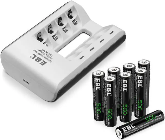 Main image of EBL 8Pcs AAA 500mAh 1.2v Battery for  Wireless Mouse + 807 Smart DC Battery Charger for AA AAA Ni-MH Ni-CD Rechargeable Batteries