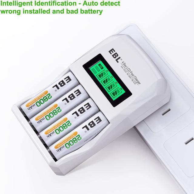 Alt view image 7 of 7 - EBL 20pcs AAA  500mAh 1.2V Battery for keyboards + LCD Smart Individual 907 Battery Charger for AA AAA Ni-MH Ni-CD Rechargeable Batteries