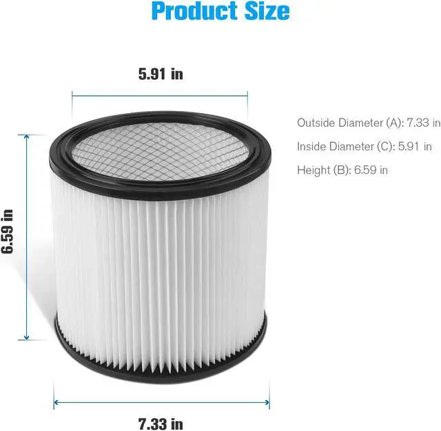 Alt view image 3 of 7 - Housmile Cartridge Filter Replacement for Shop Vac 90304 9030400 903-04-00 903-04 Wet Dry Vacs Vaccum 5 gallon+