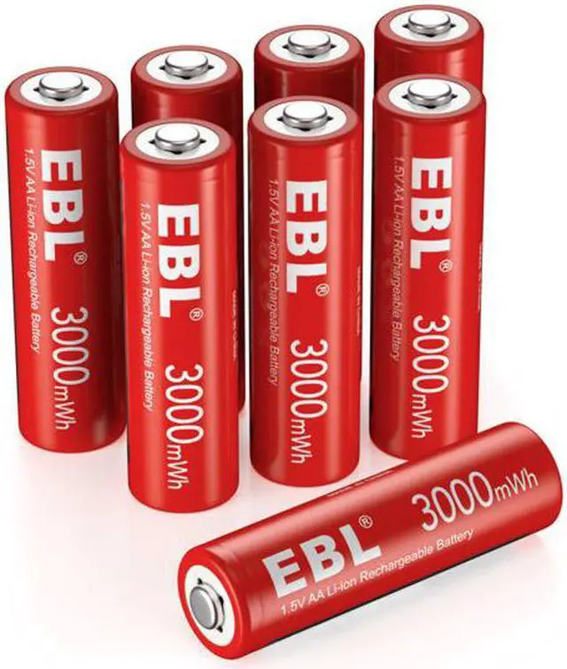 Main image of EBL 8Pcs 1.5v 3000mWh Lithium - ion Rechargeable AA Batteries for Toys Cellphone