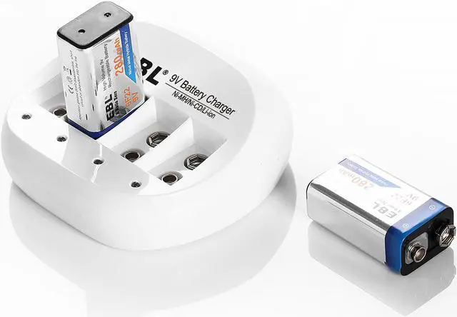 Alt view image 5 of 7 - EBL 4 Pack 600mAh 9V Li-Ion Rechargeable Batteries + Battery Charger