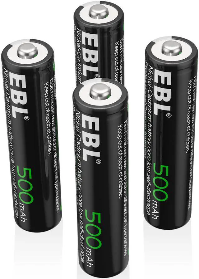 Alt view image 2 of 7 - EBL 4 Pack 500mAh Rechargeable AAA Batteries + LCD Smart Individual Battery Charger for AA AAA Ni-MH Ni-CD Batteries
