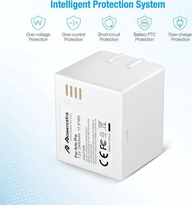 Alt view image 5 of 7 - Powerextra 2Pcs Upgraded Rechargeable Battery Compatible with Arlo Pro Arlo Pro 2 and Dual Quick Battery Charger for Arlo Pro Arlo Pro 2 Arlo Go and Arlo Security Light Batteries