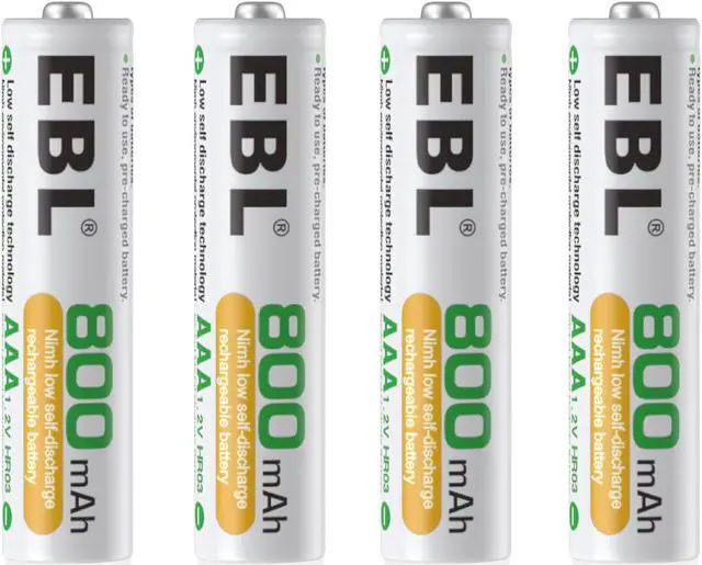 Alt view image 4 of 7 - EBL 4 Pack Rechargeable AAA Batteries + Battery Charger for 9V NiMH Ni-CD AA AAA Batteries