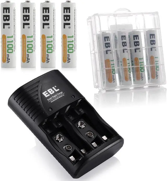 Main image of EBL Rechargeable AAA Batteries 1100mAh + Battery Charger for 9V Ni-MH Ni-CD AAA AA Batteries 8-pack