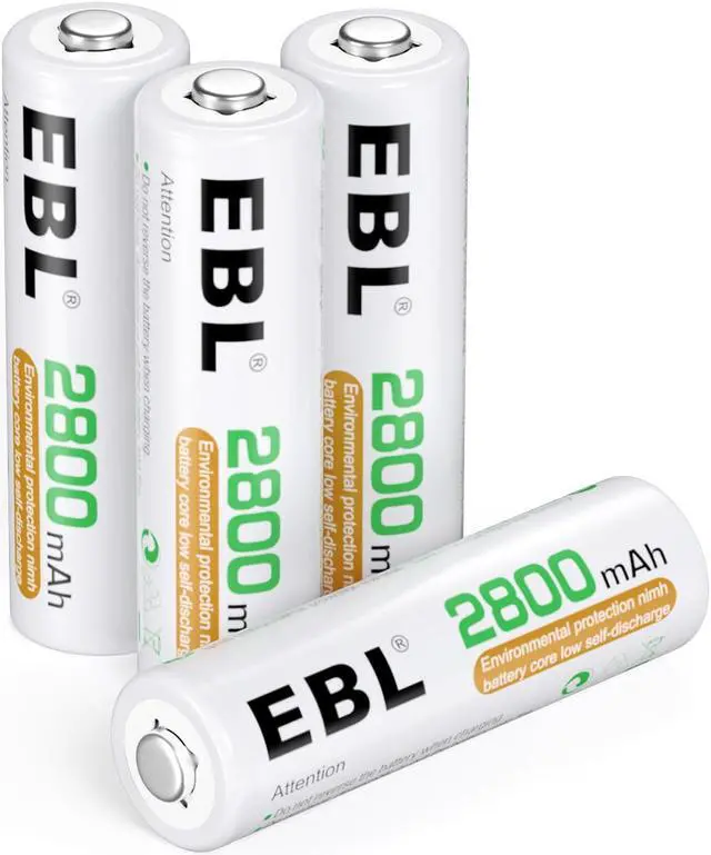 Alt view image 5 of 7 - EBL 4Pcs Rechargeable AA Batteries, 2800mAh Double A Batteries + Battery Charger for AA AAA 9V Ni-MH Ni-CD Batteries
