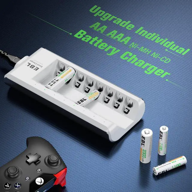 Alt view image 3 of 7 - EBL 8 Bay Battery Charger for Ni-MH Ni-CD AA AAA Rechargeable Batteries