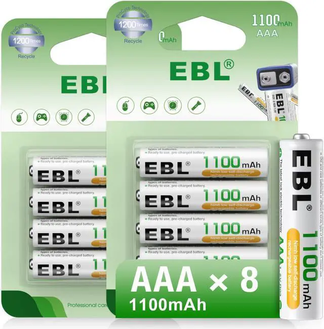 Main image of EBL Rechargeable AAA Batteries 1100mAh Ni-MH Triple A Batteries, Precharged Long Lasting - 8 Counts