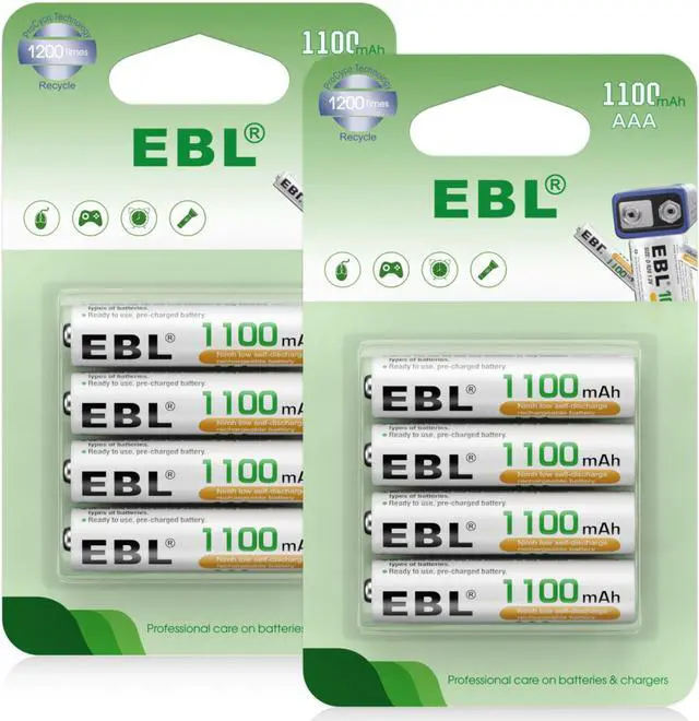 Alt view image 7 of 7 - EBL Rechargeable AAA Batteries 1100mAh Ni-MH Triple A Batteries, Precharged Long Lasting - 8 Counts