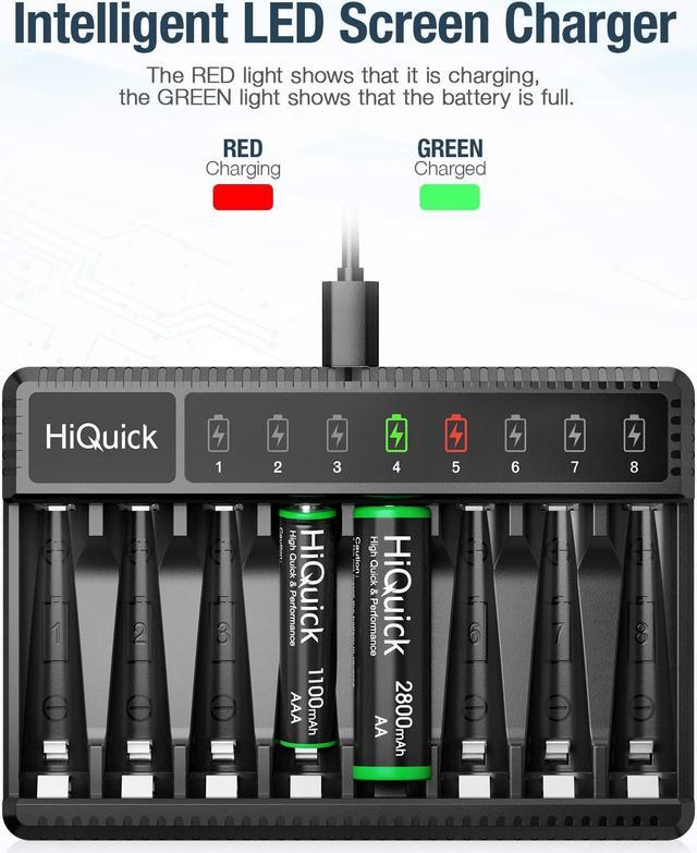 HiQuick 2800mAh Pre-Charged AA Rechargeable Batteries (8 Pack) and