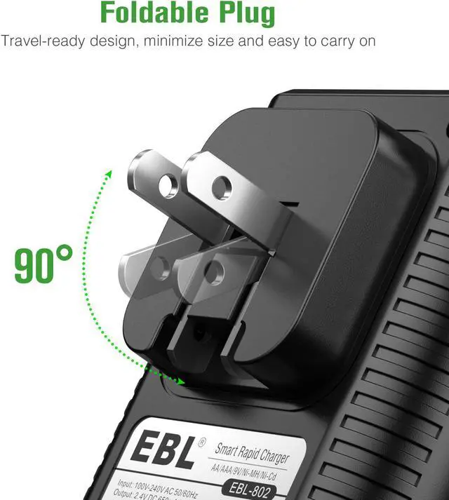 Alt view image 4 of 7 - EBL AA AAA Battery Charger with AA Rechargeable Batteries 4 Pack, Precharge Double A Battery 2800mAh with Smart Battery Charger for AA AAA NiMH and 9V Batteries