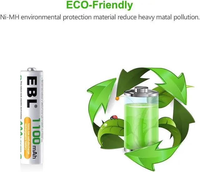 Alt view image 3 of 7 - EBL Rechargeable AAA Batteries 1100mAh (8 Counts) with 907 LCD Individual AA/AAA Rechargeable Battery Charger