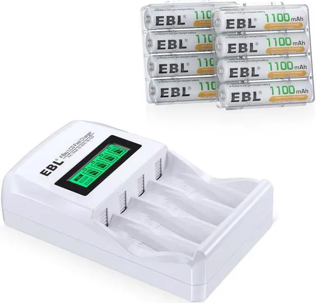 Alt view image 4 of 7 - EBL Rechargeable AAA Batteries 1100mAh (8 Counts) with 907 LCD Individual AA/AAA Rechargeable Battery Charger