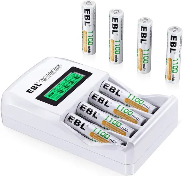Main image of EBL Rechargeable AAA Batteries 1100mAh (8 Counts) with 907 LCD Individual AA/AAA Rechargeable Battery Charger